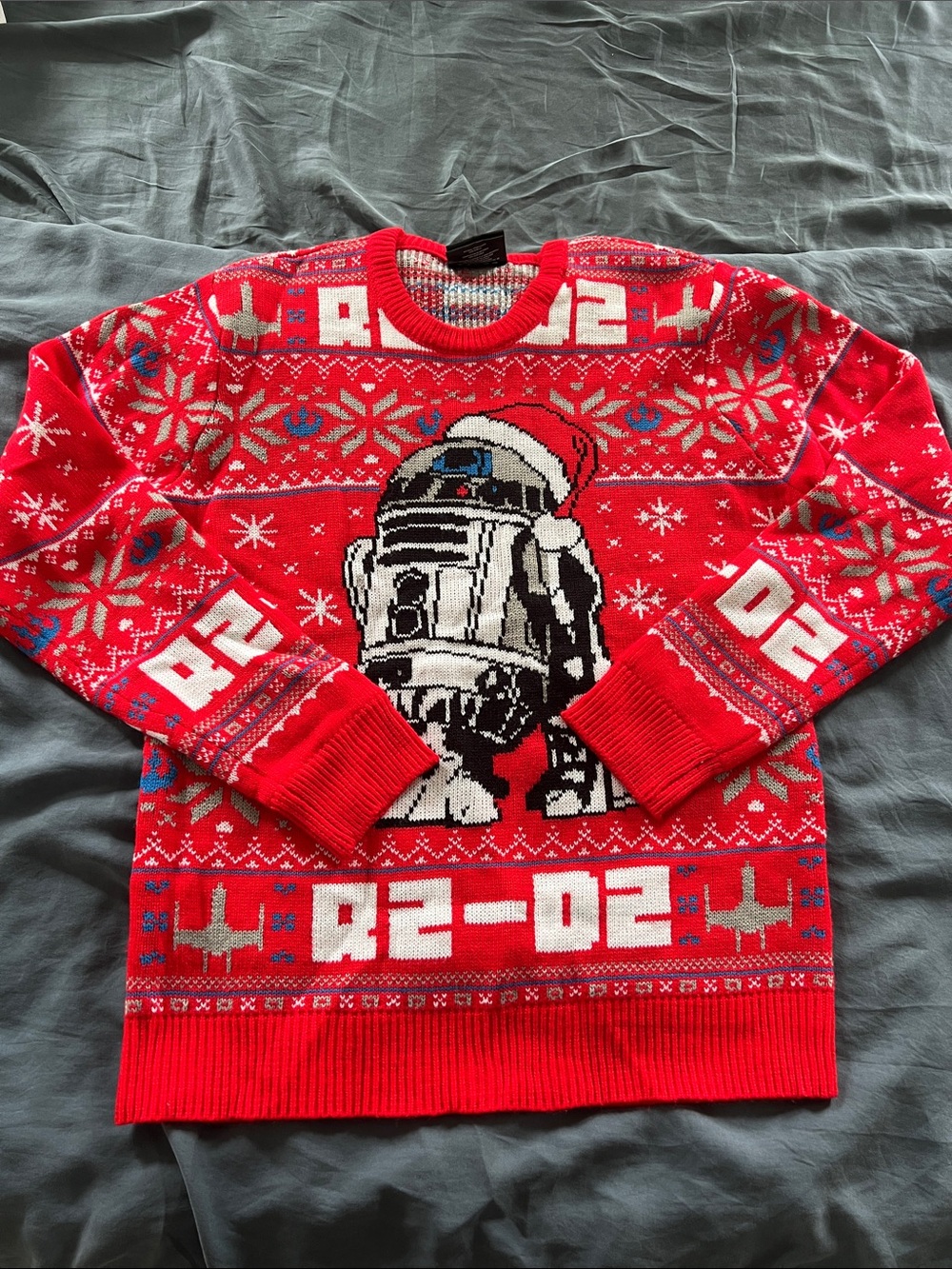 Star Wars Red R2-D2 Holiday Crewneck Sweater with Festive Motifs